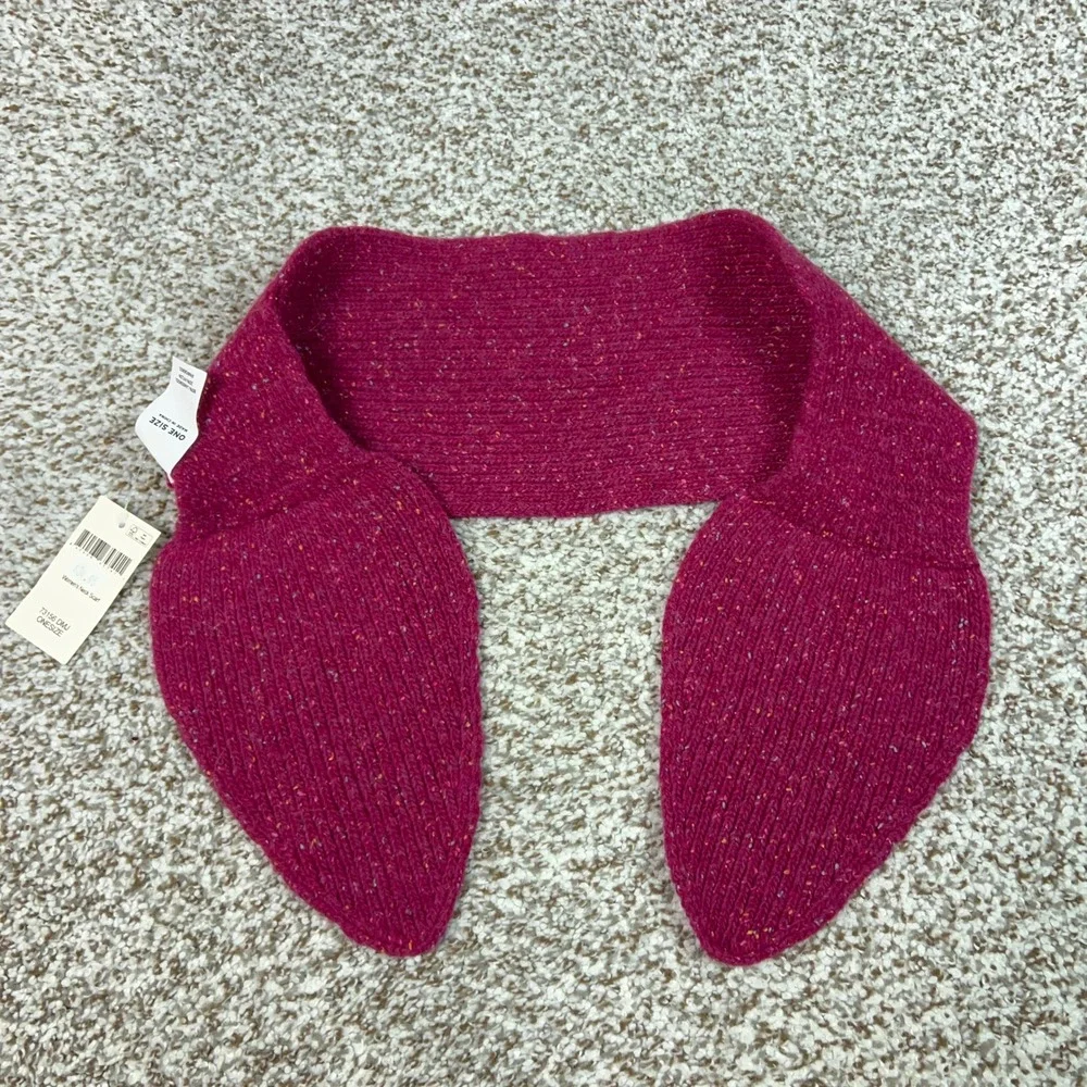 Duluth Trading Co Scarf Womens One Size Pink Lambswool Blend Ribbed Knit Neck